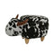 Cow Shaped Wooden Storage Ottoman with Monochromic Fabric Upholstery, Black and White