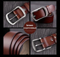 COWATHER cowhide genuine leather belts for men brand Strap male pin buckle vintage jeans belt 100-150 cm long waist 30-52 XF001-CY002 brown-100cm-JadeMoghul Inc.