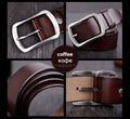 COWATHER cowhide genuine leather belts for men brand Strap male pin buckle vintage jeans belt 100-150 cm long waist 30-52 XF001-CY002 coffee-100cm-JadeMoghul Inc.