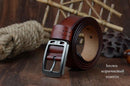 COWATHER cowhide genuine leather belts for men brand Strap male pin buckle vintage jeans belt 100-150 cm long waist 30-52 XF001-XF001 brown-100cm-JadeMoghul Inc.