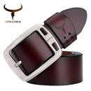 COWATHER cowhide genuine leather belts for men brand Strap male pin buckle vintage jeans belt 100-150 cm long waist 30-52 XF001-XF001 coffee-100cm-JadeMoghul Inc.