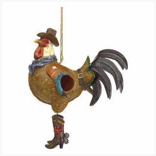 Living Room Decor Cowboy Rooster Birdhouse