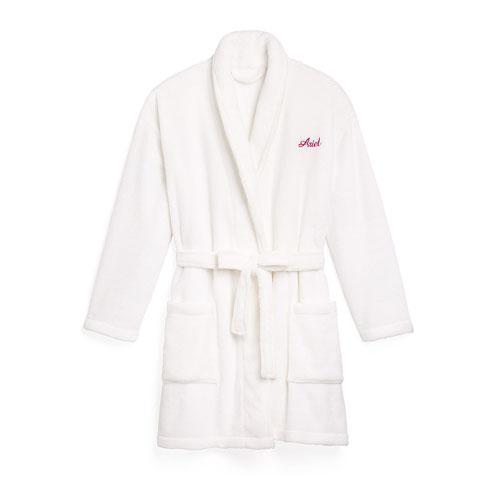 Cozy Fleece Robe - White (Pack of 1)-Personalized Gifts By Type-JadeMoghul Inc.