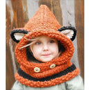 Cozy Warm Knitted Hat Scarf With Ears-Orange-JadeMoghul Inc.