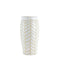 Crackled Textured Ceramic Table Vase with Geometric Pattern, Large, White and Beige-Vases-White and Beige-Ceramic-JadeMoghul Inc.