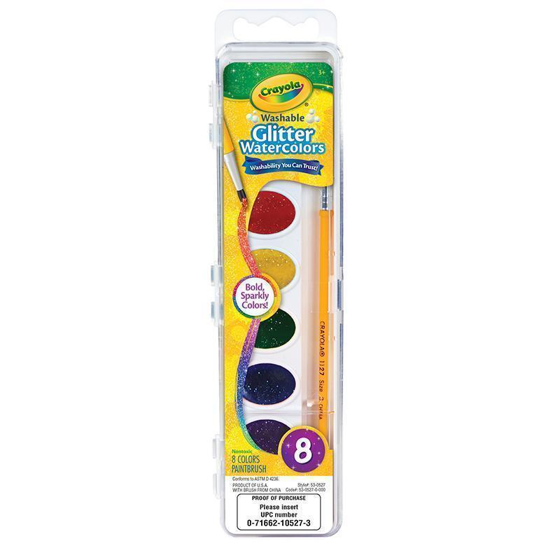 CRAYOLA WASH WATERCOLOR GLITTER 8PK-Arts & Crafts-JadeMoghul Inc.