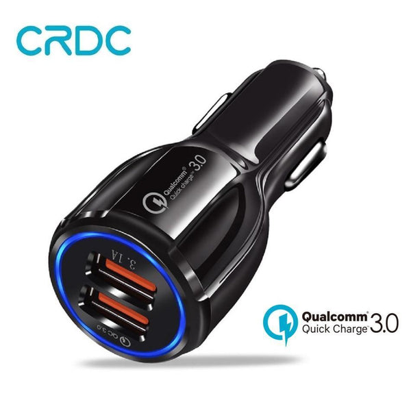 CRDC Car Charger Quick Charge 3.0 USB Car Phone Charger Fast Charger for iPhone Samsung Xiaomi etc QC 2.0 Compatible Car-Charger-White-JadeMoghul Inc.