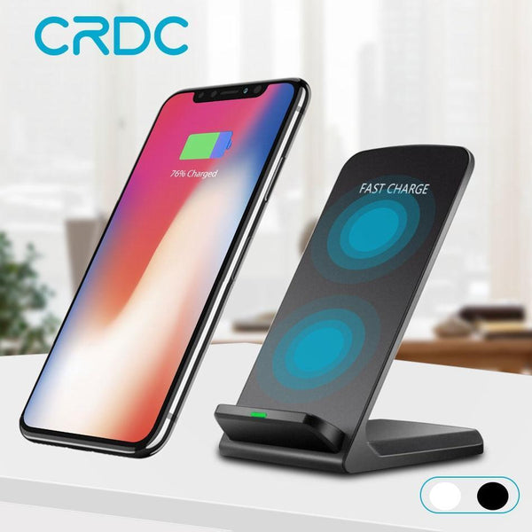 CRDC Dual Coil 10W Qi Wireless Charger For iPhone X 8 10 Plus Phone Fast Charger Pad Dock Station For Samsung S8 S9 S9+ Note 8 7-China-black-JadeMoghul Inc.