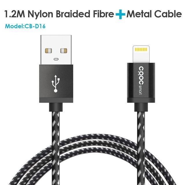 CRDC USB For iPhone Cable MFi Lightning Cable For iPhone x 7 SE iPad 2.4A Fast Charger Phone Data Cable for iPhone 6S 8 plus etc-Black-120CM-JadeMoghul Inc.