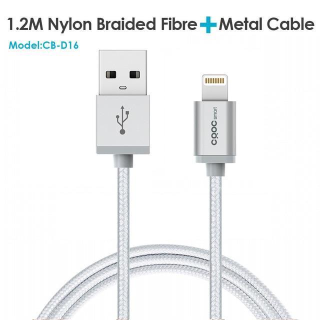 CRDC USB For iPhone Cable MFi Lightning Cable For iPhone x 7 SE iPad 2.4A Fast Charger Phone Data Cable for iPhone 6S 8 plus etc-Grey-120CM-JadeMoghul Inc.
