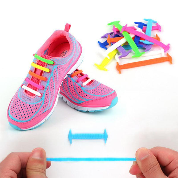 Creative Children Shoelaces Sport Athletic No Tie Shoelaces Child Shoes Laces Lazy Elastic Silicone Shoe Lace Sneakers Fit Strap-Black-JadeMoghul Inc.