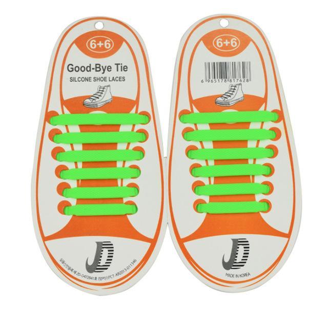 Creative Children Shoelaces Sport Athletic No Tie Shoelaces Child Shoes Laces Lazy Elastic Silicone Shoe Lace Sneakers Fit Strap-Green-JadeMoghul Inc.