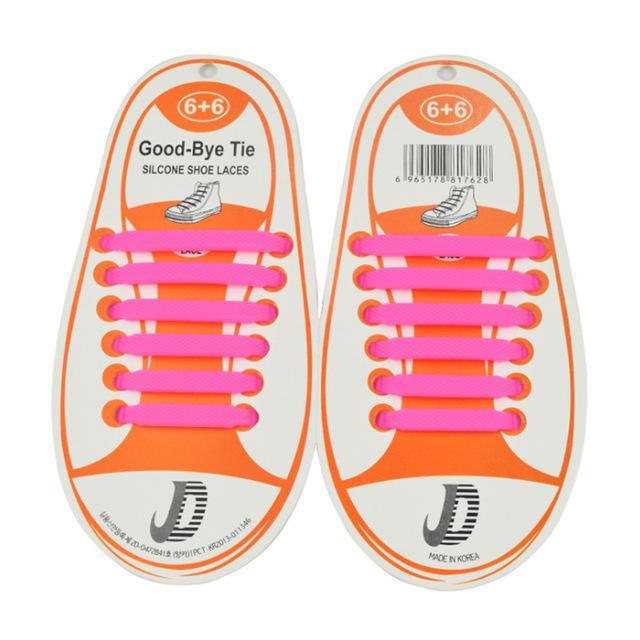 Creative Children Shoelaces Sport Athletic No Tie Shoelaces Child Shoes Laces Lazy Elastic Silicone Shoe Lace Sneakers Fit Strap-Pink-JadeMoghul Inc.