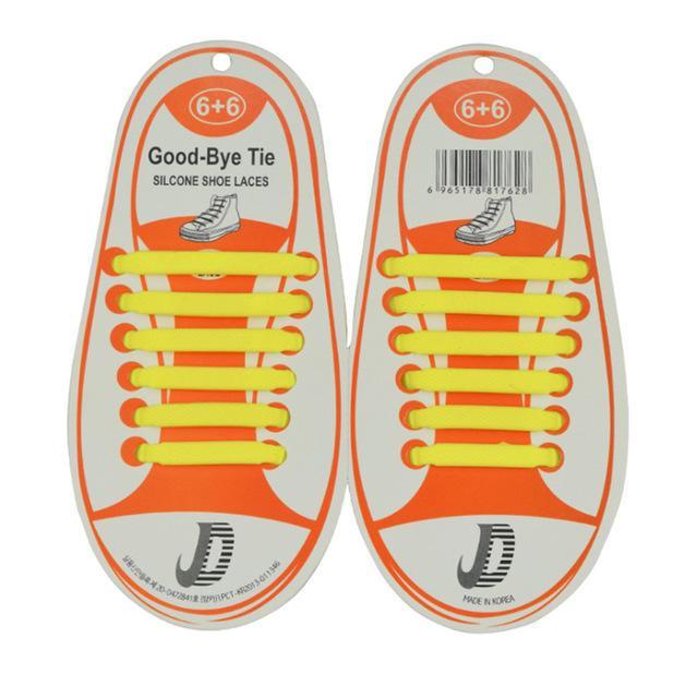 Creative Children Shoelaces Sport Athletic No Tie Shoelaces Child Shoes Laces Lazy Elastic Silicone Shoe Lace Sneakers Fit Strap-Yellow-JadeMoghul Inc.