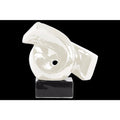 Creative Ribbon Abstract Sculpture on Rectangle Base- White- Benzara-Sculptures-White-JadeMoghul Inc.