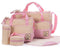 CROAL CHERIE 39*28.5*17CM 5pcs Baby Diaper Bag Suits For Mom Baby Bottle Holder Mother Mummy Stroller Maternity Nappy Bags Sets-Pink-JadeMoghul Inc.