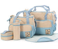 CROAL CHERIE 39*28.5*17CM 5pcs Baby Diaper Bag Suits For Mom Baby Bottle Holder Mother Mummy Stroller Maternity Nappy Bags Sets-Sky Blue-JadeMoghul Inc.