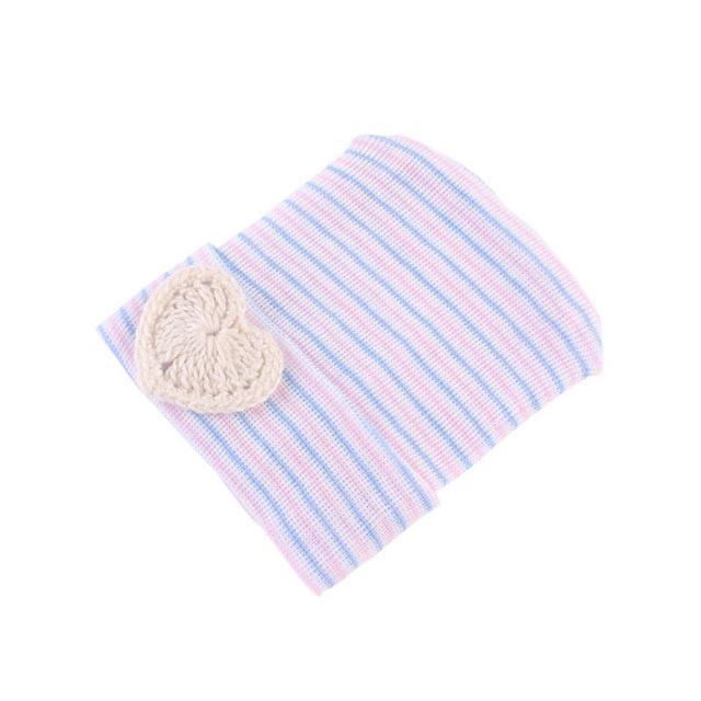 Crochet Baby Spring Hat Newborn Beanie With Bow For Baby Girls Cotton Knit Beanie S Infant Striped Caps Toddler Hat Accessories-colorful stripe-JadeMoghul Inc.