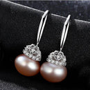 Crown Shape Cute silver 925 Jewelry - Natural Pearl Earrings Gift for Girls-Purple-JadeMoghul Inc.