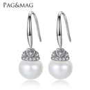 Crown Shape Cute silver 925 Jewelry - Natural Pearl Earrings Gift for Girls-White-JadeMoghul Inc.