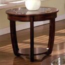 Crystal Falls Transitional End Table , Dark Cherry-Side Tables and End Tables-Dark Cherry-Tempered Glass Solid Wood Wood Veneer & Others-JadeMoghul Inc.