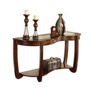 Crystal Falls Transitional Style Sofa Table-Console Tables-Dark Cherry-Tempered Glass Solid Wood Wood Veneer & Others-JadeMoghul Inc.