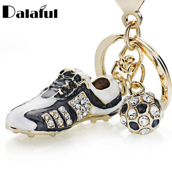 Crystal Football Soccer Shoes Rhinestone Keychains For Car Purse Bag Buckle Pendant Keyrings Key Chains Women Gift K258-Gold-JadeMoghul Inc.