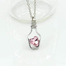 Crystal Heart In A Bottle Pendant Necklace-Pink-JadeMoghul Inc.