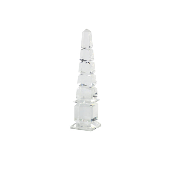Crystal Obelisk Shaped Table D?cor Accent, Large, Clear-Decorative Objects-Clear-Crystal-JadeMoghul Inc.