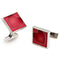 Cufflink Vintage Cufflinks LO1192 Rhodium Brass Cufflink with Epoxy in Garnet Alamode Fashion Jewelry Outlet