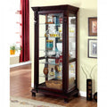 Curio Display Case In Dark Cherry Finish-Storage Cabinets-Dark Cherry Finish-Glass Solid Wood Wood Veneer & Others-JadeMoghul Inc.