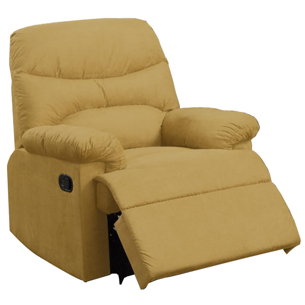 Cushion Microfiber Upholstered Recliner, Yellow-Recliner Chairs-Yellow-Microfiber Plywood base panel with solid pine-JadeMoghul Inc.