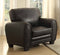 Cushioned Accent Chair Upholstered In Black Bonded Leather-Living Room Furniture-Black-Bonded Leather Match Wood-JadeMoghul Inc.