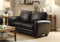 Cushioned Loveseat Upholstered In Black Bonded Leather-Living Room Furniture-Black-Bonded Leather Match Wood-JadeMoghul Inc.