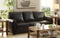 Cushioned Sofa Upholstered In Black Bonded Leather-Living Room Furniture-Black-Bonded Leather Match Wood-JadeMoghul Inc.
