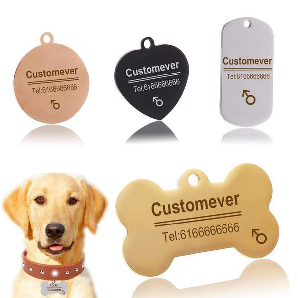 Custom Dog Tags in Rose Gold Silver or Black Engraved Stainless Steel Pet ID Cat Tag Name Dog Bone Personalized Dog Collar Tag JadeMoghul Inc. 