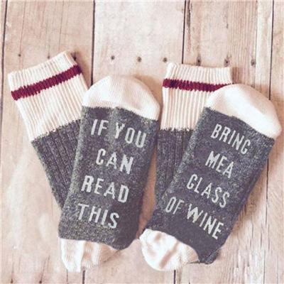 Custom wine socks If You can read this Bring Me a Glass of Wine Socks autumn spring fall 2017 new arrival-2-JadeMoghul Inc.