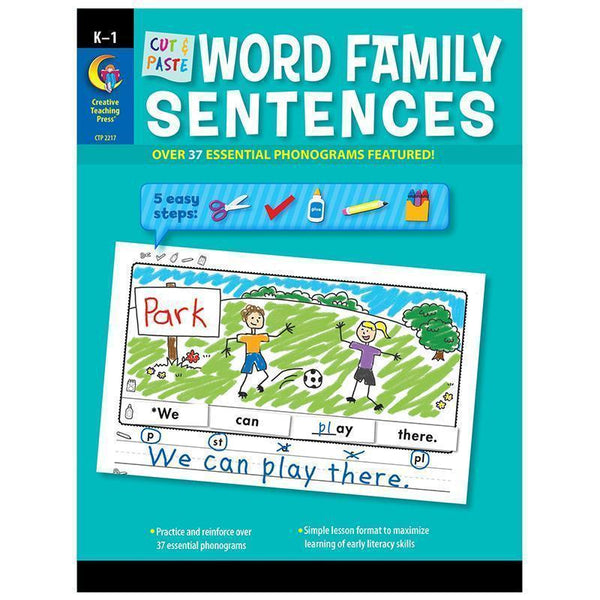 CUT & PASTE WORD FAMILY SENTENCES-Learning Materials-JadeMoghul Inc.