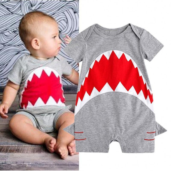 Cute Baby Boys Short Sleeve playsuit Romper Jumpsuit Summer Outfit Clothes Summer Clothes AU-Grey-4-6 months-JadeMoghul Inc.