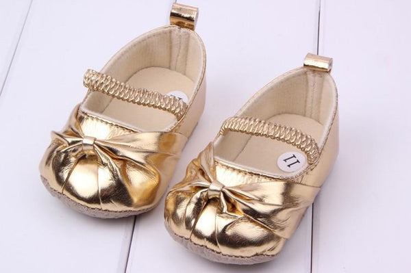 Cute Baby Girl Shiny Party Shoes-Gold 11cm-JadeMoghul Inc.
