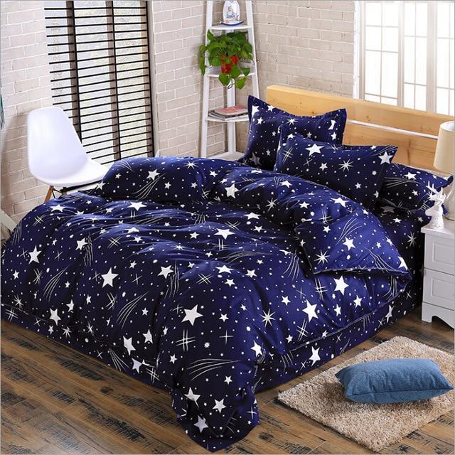 Cute cartoon lattice star cloud Creativity British style 4pcs/3pcs Duvet Cover Sets Soft Polyester Bed Linen Flat Bed Sheet-1-Full Cover 150x200cm-JadeMoghul Inc.