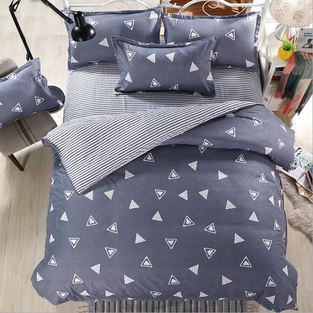 Cute cartoon lattice star cloud Creativity British style 4pcs/3pcs Duvet Cover Sets Soft Polyester Bed Linen Flat Bed Sheet-7-Full Cover 150x200cm-JadeMoghul Inc.