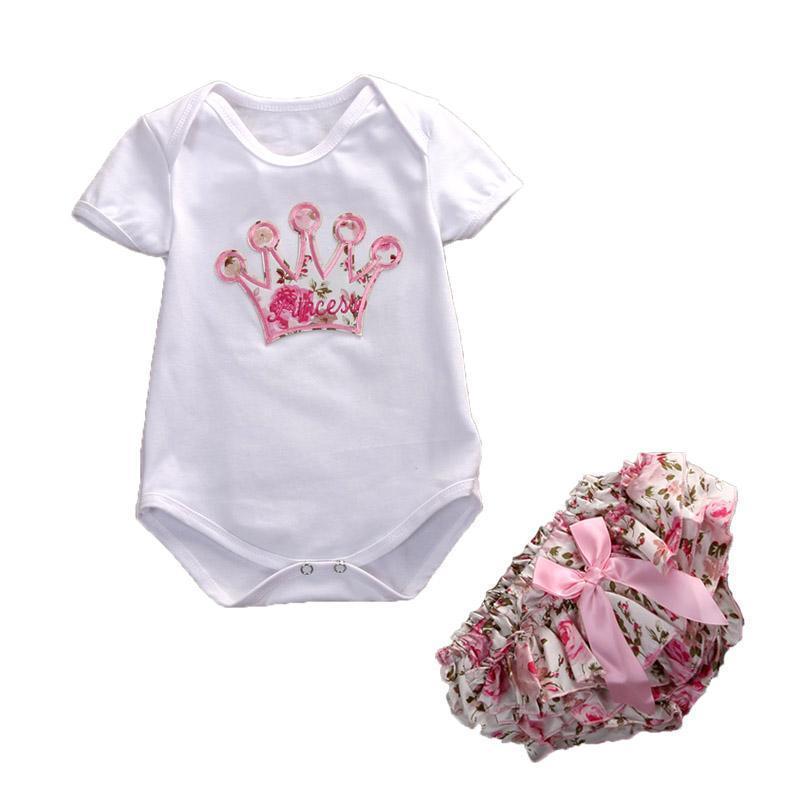 Cute Floral Newborn infant Kids Baby Girls Cotton Romper Jumpsuit 2Pcs Playsuit Clothes Girls Outfits-0-3 months-JadeMoghul Inc.