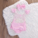 Cute Girls Lace Bodysuit And Headwrap Set-3M-JadeMoghul Inc.