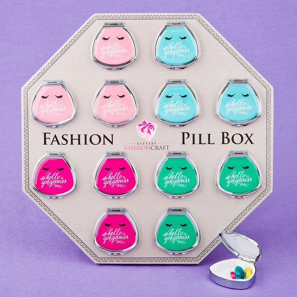 Cute Hello Gorgeous Fan Shaped Pill Box-Personalized Gifts for Women-JadeMoghul Inc.
