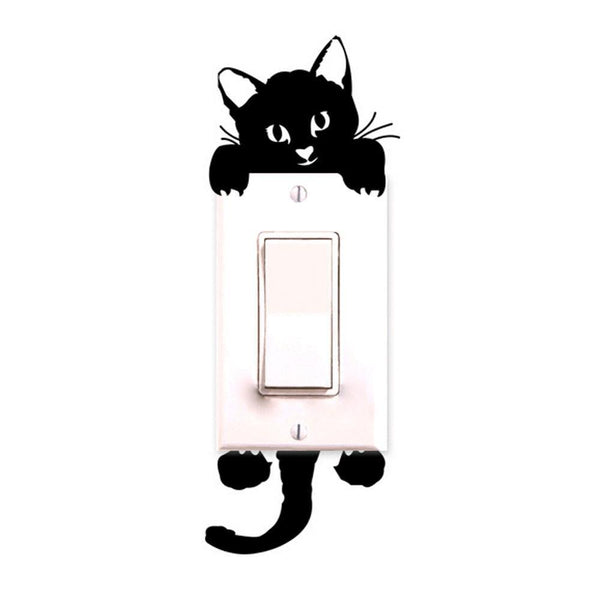 Cute New Cat Wall Stickers Light Switch Decor Decals Art Mural Baby Nursery Room Sticker PVC Wallpaper for living room-As show-China-JadeMoghul Inc.