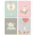 Cute Rabbit Balloon Poster Nursery Wall Art Canvas Print Cartoon Nordic Style Painting Picture Children Living Room Decoration