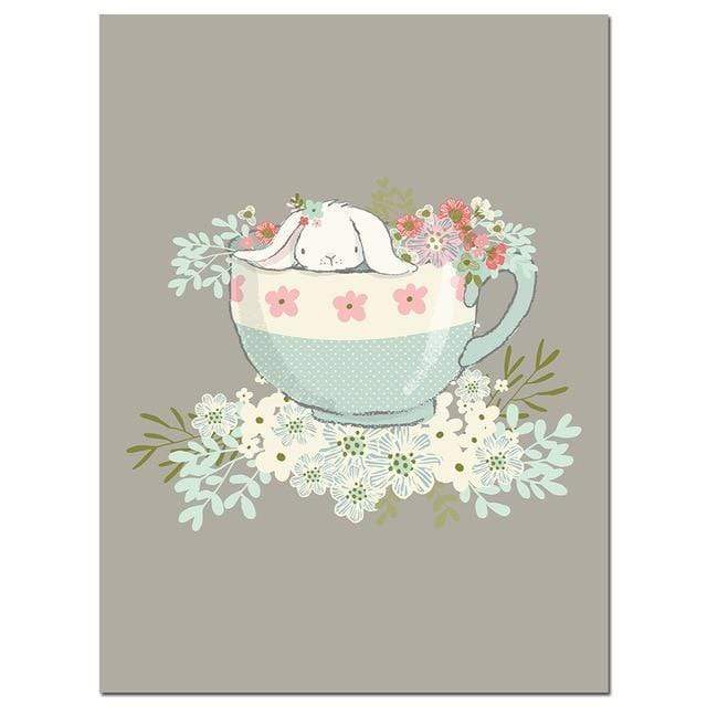 Cute Rabbit Balloon Poster Nursery Wall Art Canvas Print Cartoon Nordic Style Painting Picture Children Living Room Decoration