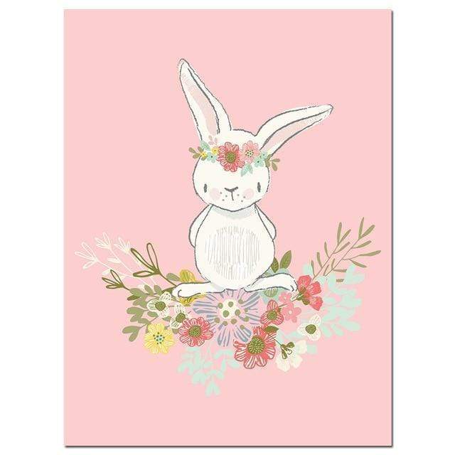 Cute Rabbit Balloon Poster Nursery Wall Art Canvas Print Cartoon Nordic Style Painting Picture Children Living Room Decoration