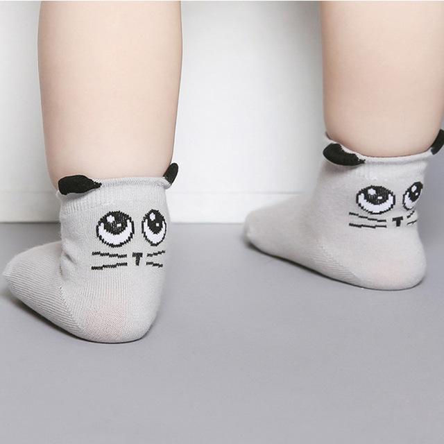 Cute Spring Autumn Baby Socks Newborn Cotton Baby Boys Girls Cute Toddler Asymmetry Anti-slip Socks for babies winter-Grey eye-JadeMoghul Inc.